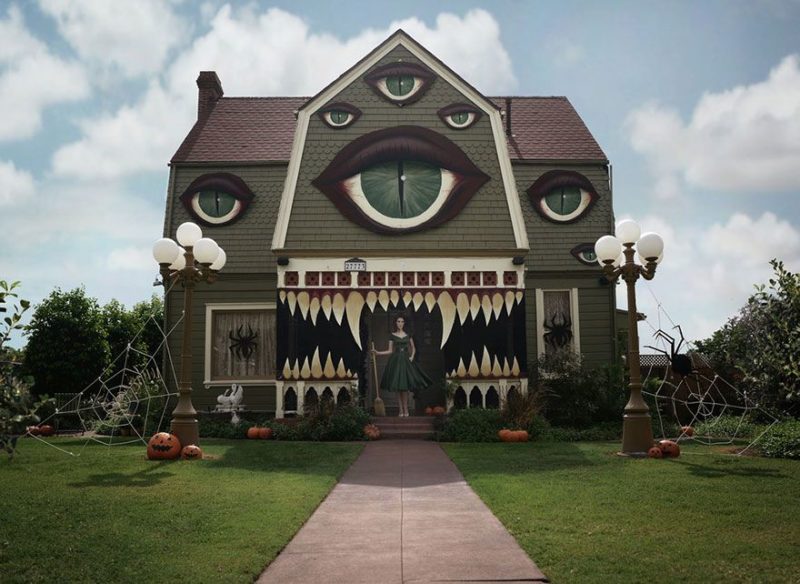 artistic house decorated for halloween